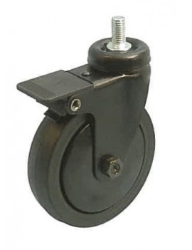 Roulette noir pivotante à frein M10 diamètre 100 caoutchouc noir non marquant