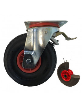 Roulette pivotante à frein diamètre 260 mm roue pneumatique increvable - 75 Kg