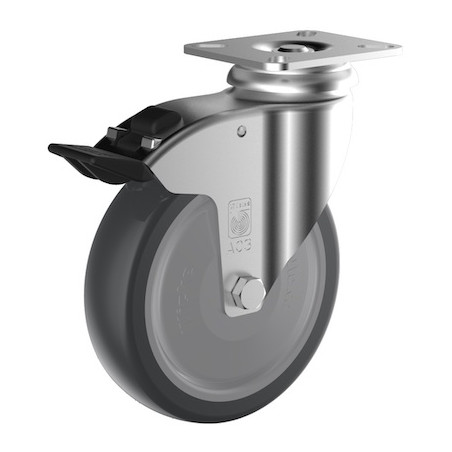 Roulette pivotante à frein diamètre 100 mm caoutchouc gris…