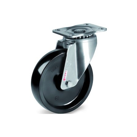 Roulette INOX pivotante diamètre 100 mm roue polyamide blanc -…